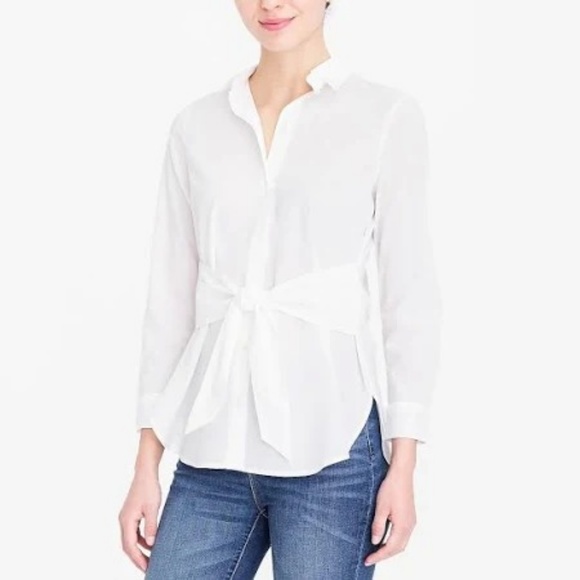J. Crew Tops - J. Crew white tie back %100 cotton button shirt S
